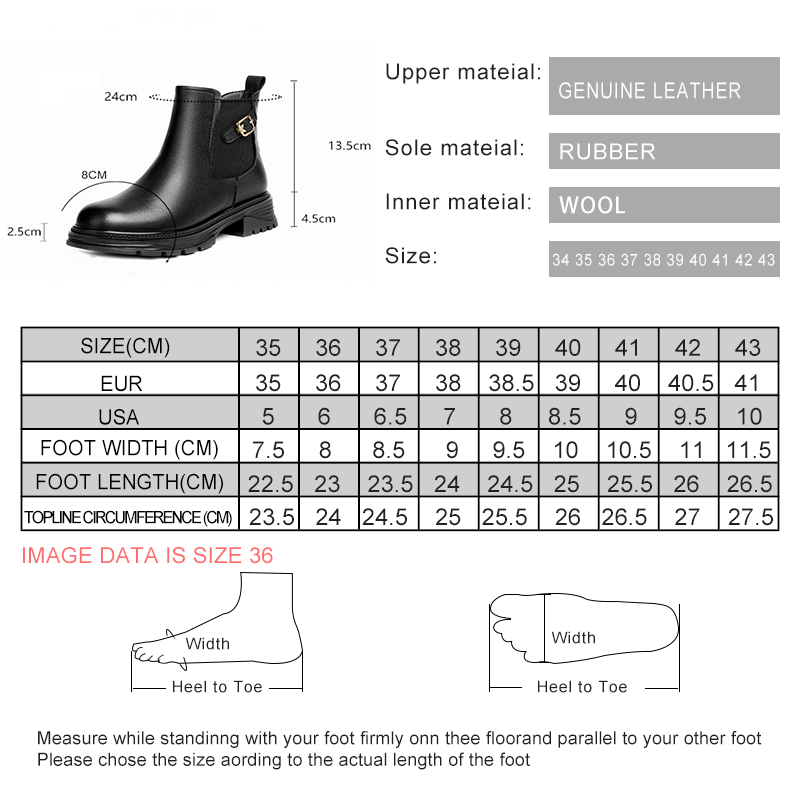 AIYUQI Women Ankle Boots Genuine Leather 2024 New Large Size Winter Boots Women Natural Wool Warm Marton Boots Women
