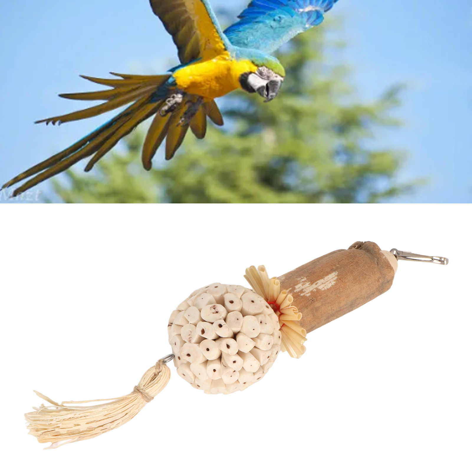 Sola Stick Bird Toys Fun Interactive Soft Ball Log Sola Wood Corn Leaf Silk Relieve Boredom Parrot Chew Toys
