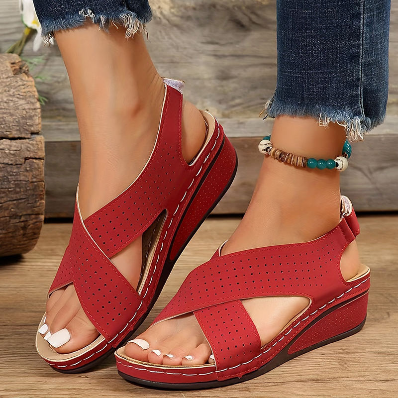 2025 new Lucyever Summer Wedge Heeled Sandals Women Comfort Back Strap Platform Sandalias Woman Open Toe Thick Sole Sandles Mujer 43 b3e8