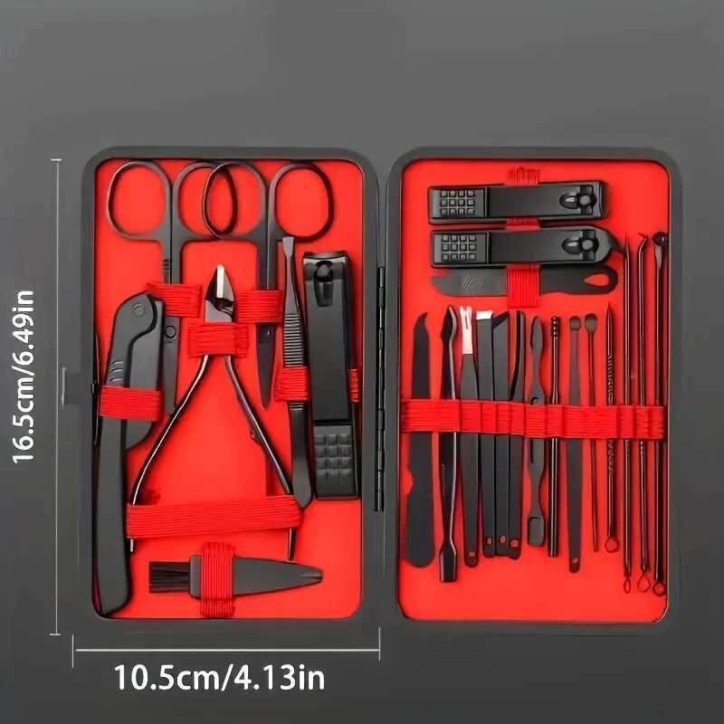 7/10/24pcs Black Nail Clippers Kit Ultra Sharp Sturdy Fingernail Cutters Professional Nail Clippers Pedicure Care Tools ToenaXJ250116