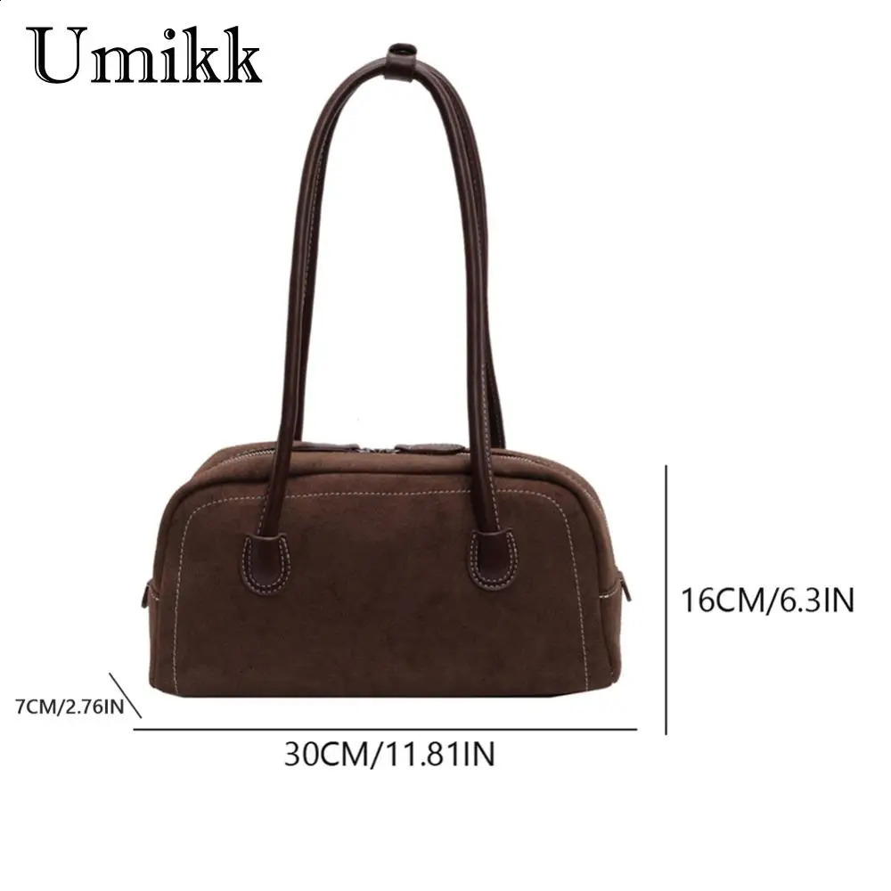 Underarm bag synthetic suede solid color shoulder womens multi pocket handbag work shopping 240903