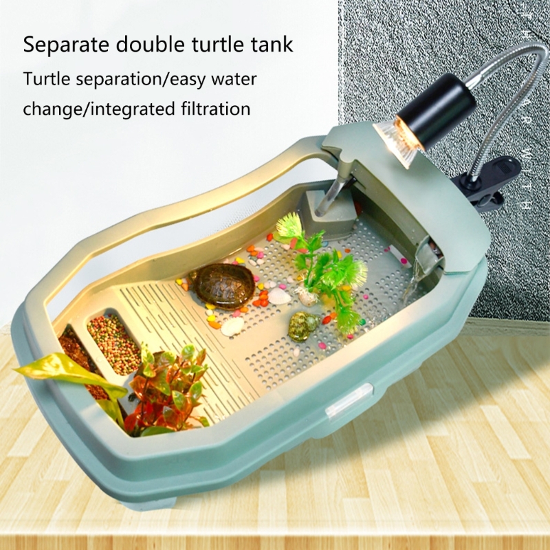 Terrariums with Drain Bottom Plastic Basin Separable Reptiles Aquarium for Terrapins with Ramps