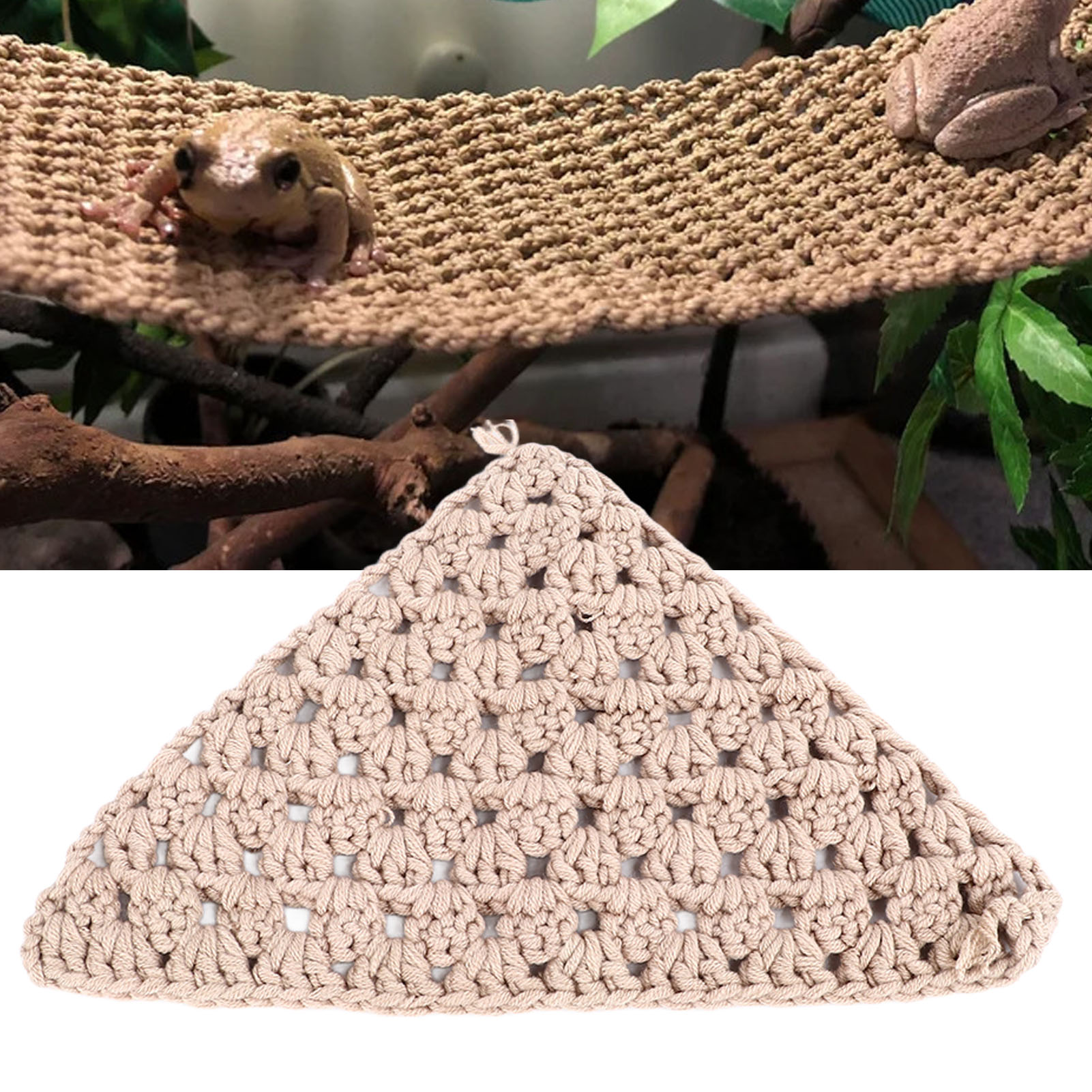 Reptile Hammock Durable Safe Woven Climbing Net Khaki Hammocks Lounger For Bearded Dragon Lizard Pets Supplies