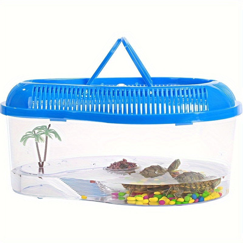 1PC Turtle Tank Plastic Transparent Belt Sun Drying Table, Household Ecological Tank, Turtle Outdoor Portable Breeding Box