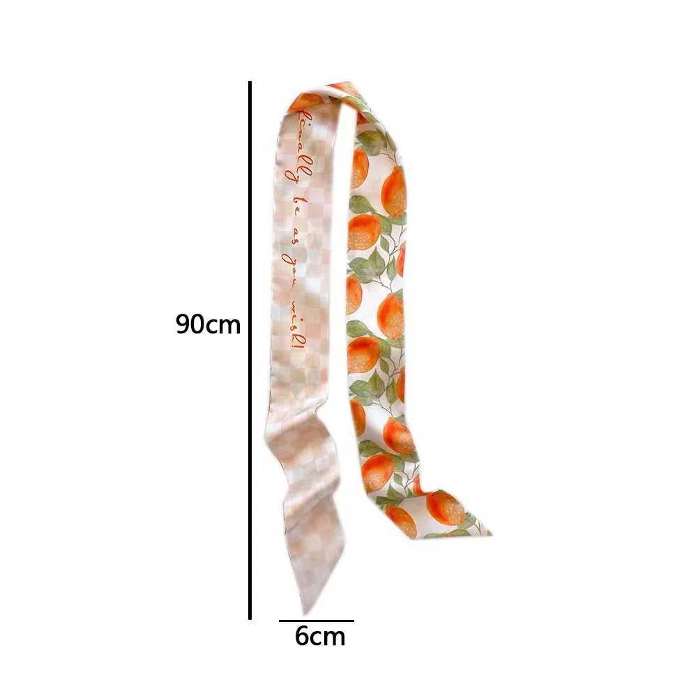 1 piece of narrow thin scarf fruit printed long filament scarf warm handbag ribbon Mti functional decorative hair clip X250319