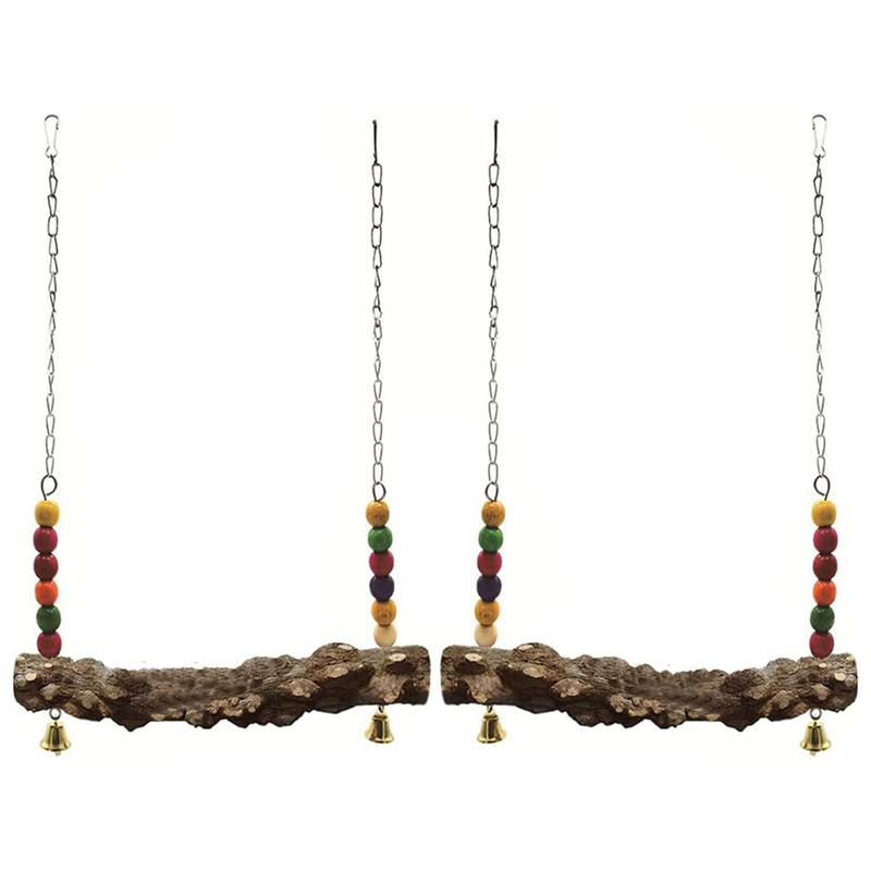 2 Pack Natural Wooden Swing Toys For Chick,Safe Chicken Coop Accessories For Bird,Parrot