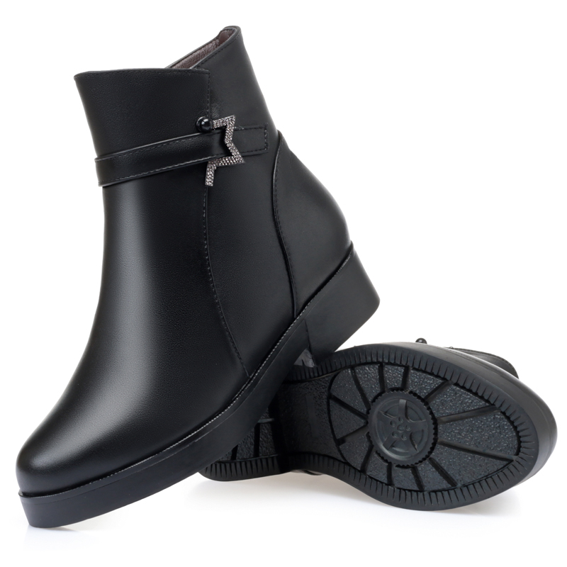 AIYUQI Mom Snow Boots Genuine Leather 2024 New Warm Wool Women's Winter Boots Large Size Non Slip Women's Ankle Boots