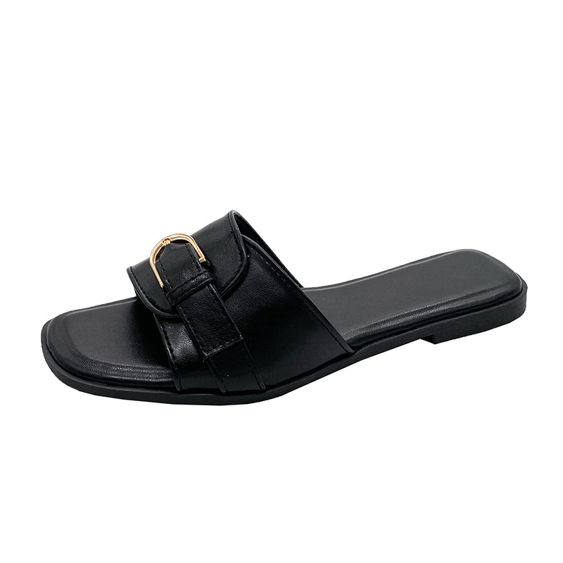 Wear Summer 2024 New Fashion Belt Buckle Flip-ps Casual Beach Shoes Flat Sandals Slippers Women 7227