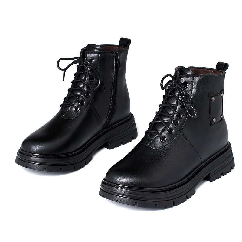 AIYUQI Women Ankle Boots Winter 2024 New Genuine Leather Large Size Ladies Motorcycle Boots Wool Warm Non-slip Women Snow Boots