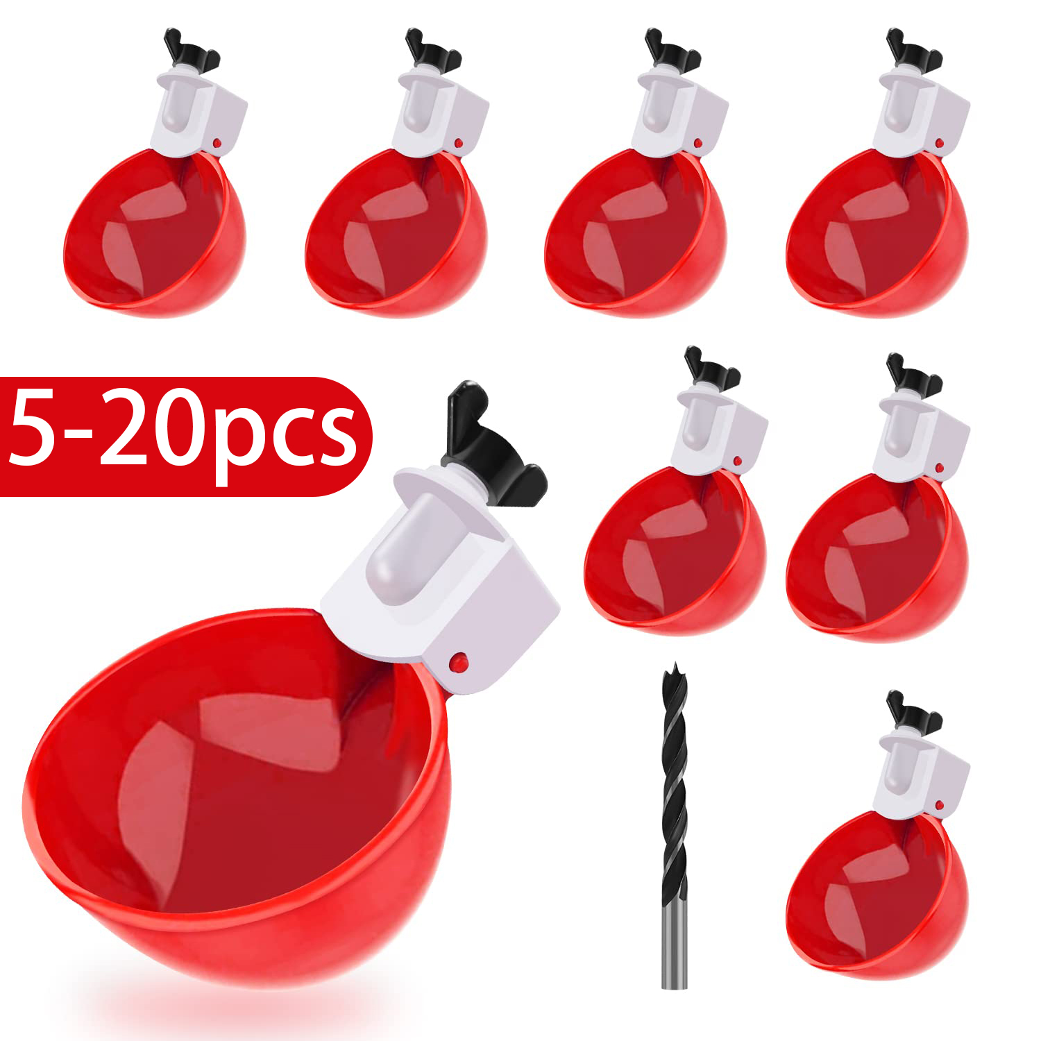 Chicken Waterer Cups 5-20 Pcs Large Chicken Water Feeder Tee Fittings Poultry Waterer Suitable for Duck Chickens Goose Drinking