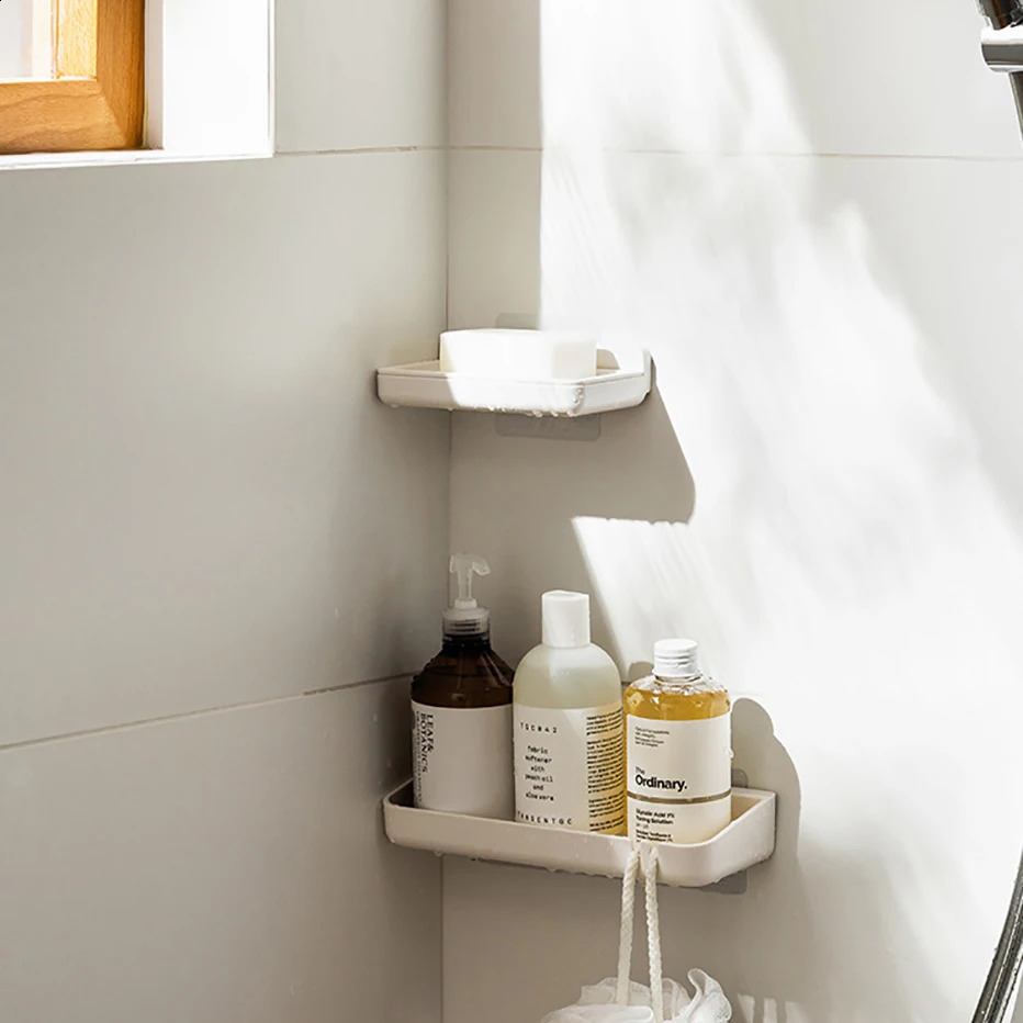 Wall Mounted Soap Dish Holder Removable Soap Bar Sponge Scrubber Storage Tray with Draining Plate Quick Dry Soap Save Rack White 240902