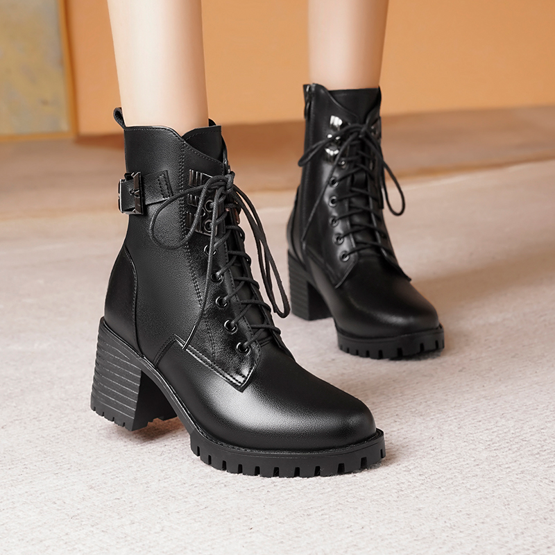AIYUQI Ankle Boots Women 2024 New Genuine Leather Wool Warm Winter Boots Women Large Size Anti Slip Snow Boots Women