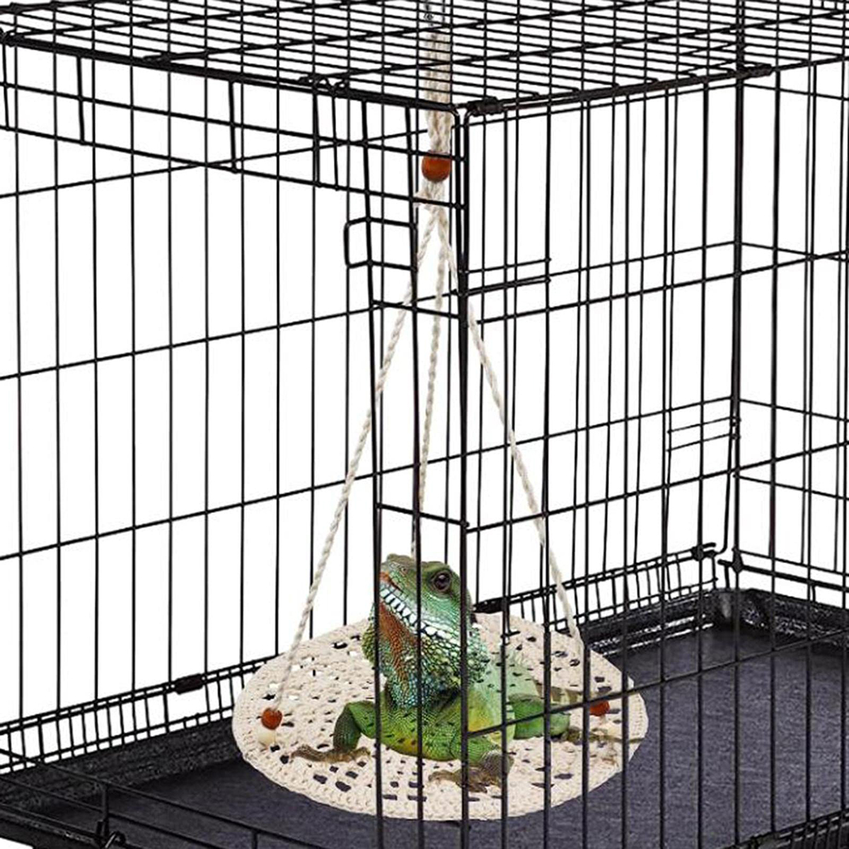 Reptile Lizard Hammock Cotton Ropes Hand Woven Iguana Hamster Swing Toy Round Bearded Dragon Hanging Sleeping Bed Mat