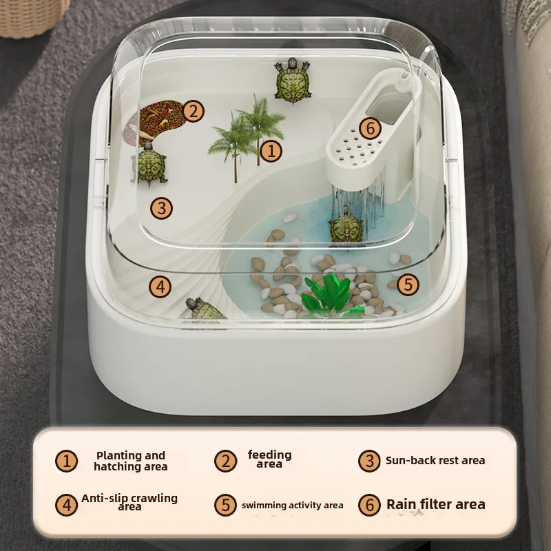Household turtle tank, ecological dedicated lazy tabletop, small sun drying table, fish tank, water and land breeding tank 220V