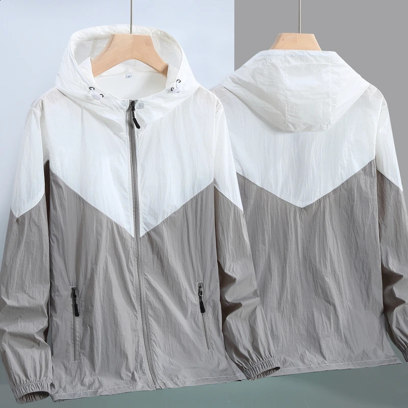 Plus Size S-7XL Mens Summer Jacket Hooded 2024 Fashionable Waterproof Mens Windproof Ultra Thin Breathable Sunscreen Jacket 240902