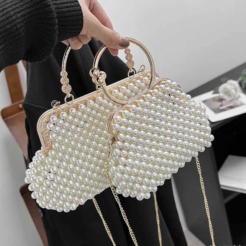 Luxury Pearl Bride Party Evening Clutch Bag Women Wedding Purses and Handbags Shell Small Shoulder Chain White Sac a Main 240903