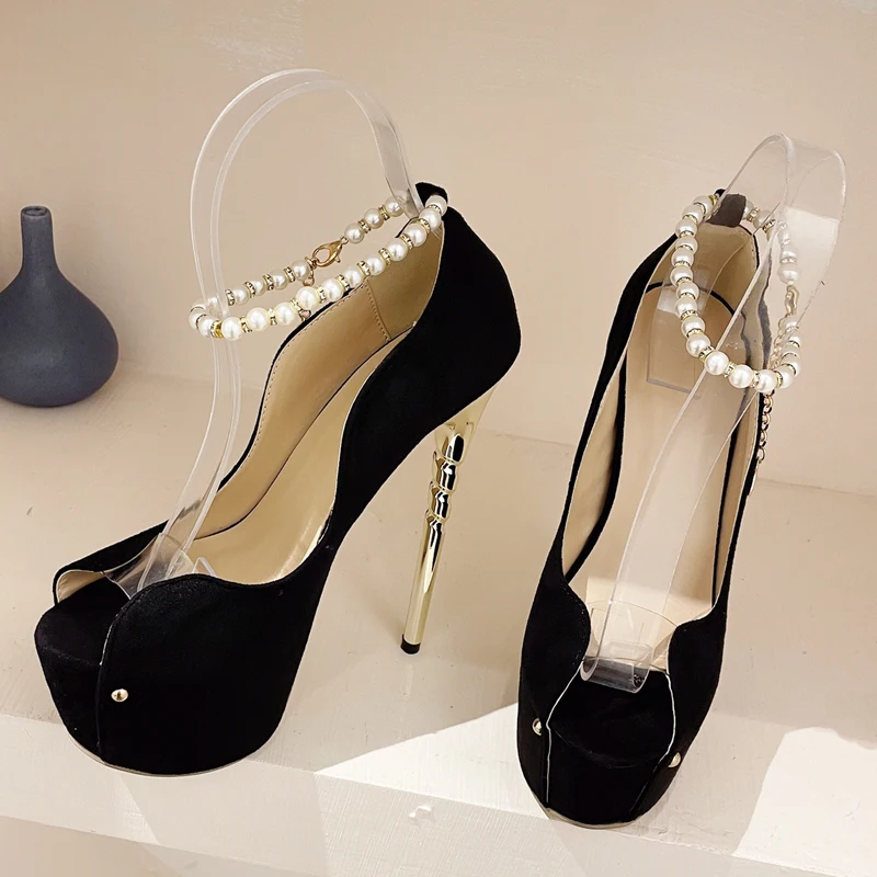 2025 new Eilyken Rivet Extreme Thin High Heels Women Pumps Elegant Wedding Party Prom Shoes Platform Open Toe Buckle Strap Sandals c084