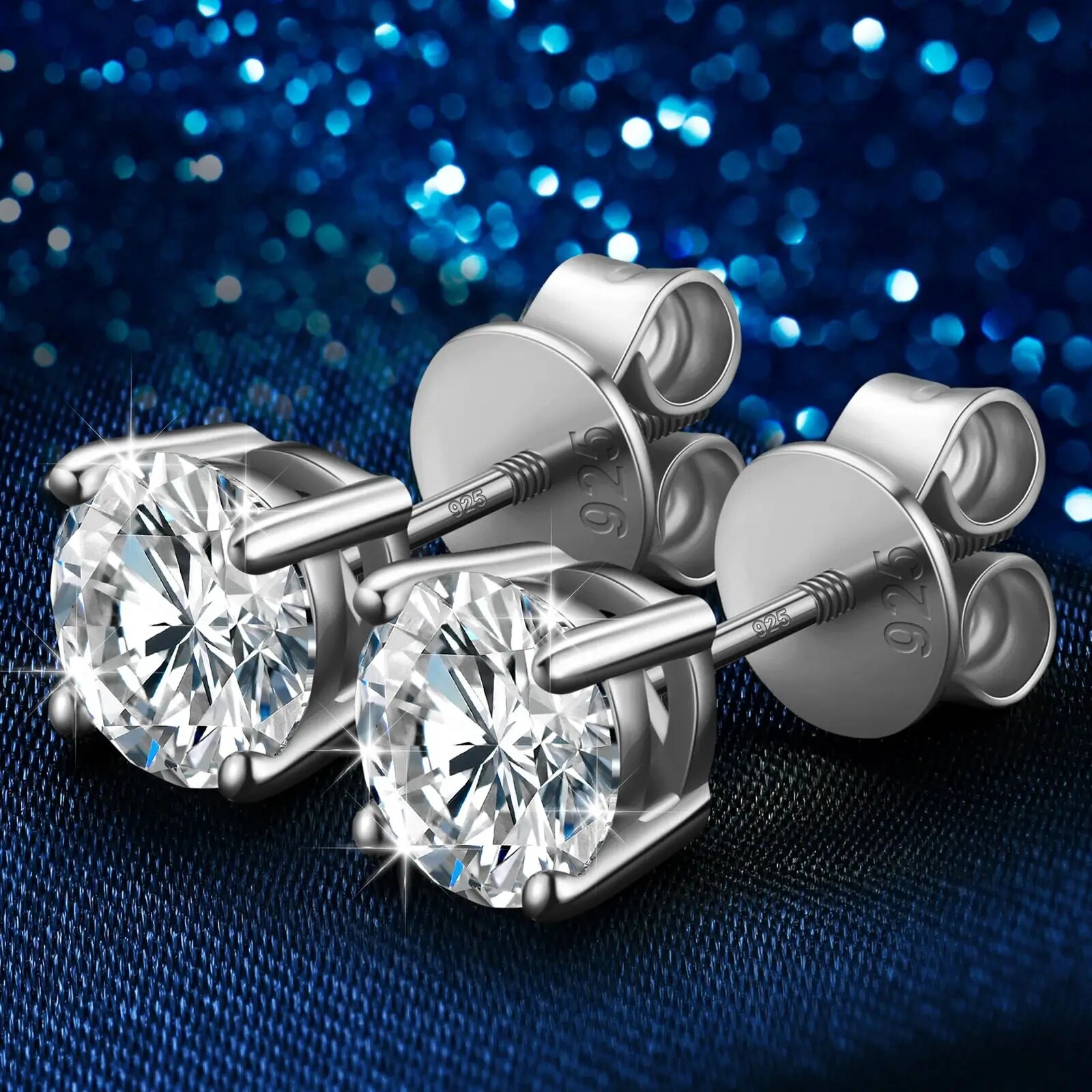 Real 100% Sterg Sier Earring D Color VVS Moissanite Dia Ear Earrings For Women 2024 Trend Wedding Rose Gold stud Jewelry gift