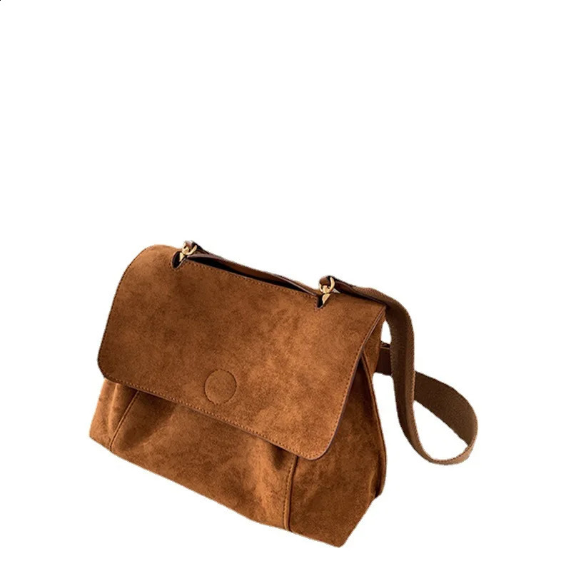 Autumn Winter Frosted Brown Suede Handbags for Women Retro Shoulder Korean Womens Large Capacity Crossbody Tote Bag 240902