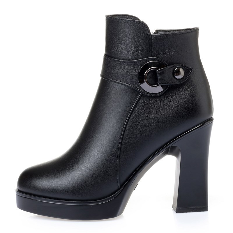 AIYUQI Women Boots High Heels 2024 New Wool Warm Women Winter Boots Fashion Office Ladies Ankle Boots