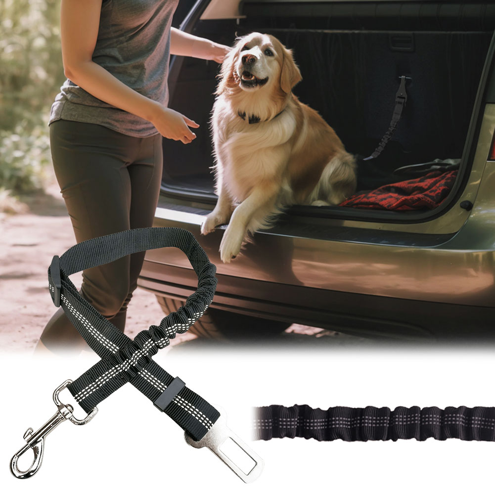 Dog Car Seat Belt Harness Reflective Retractable Dog Car Seat Belt Pet Seat Lead Clip Safety Traction Rope for Small Large Dogs