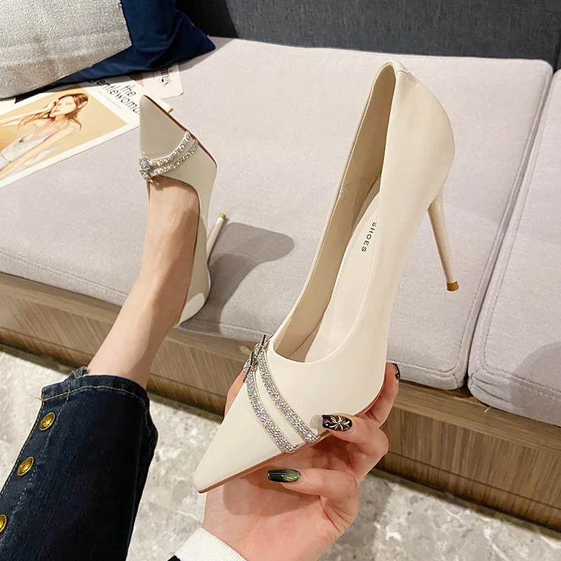 High Sexy Heels Women Crystal Pointed Toe Dress Shoes Summer Sandals 2024 Spring Designer Party Femme atos Pumps 5487