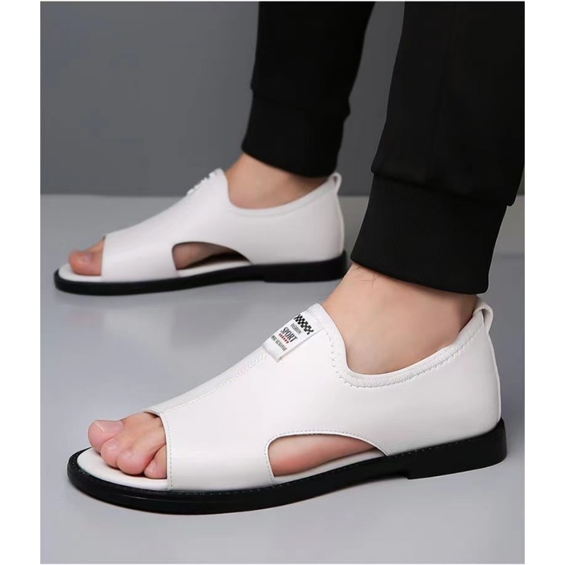 Designer New Leather Platform Outdoor Beach Men's Sandals Summer Fashion Soft Bottom Hollow Light Casual Beach Shoes for Men