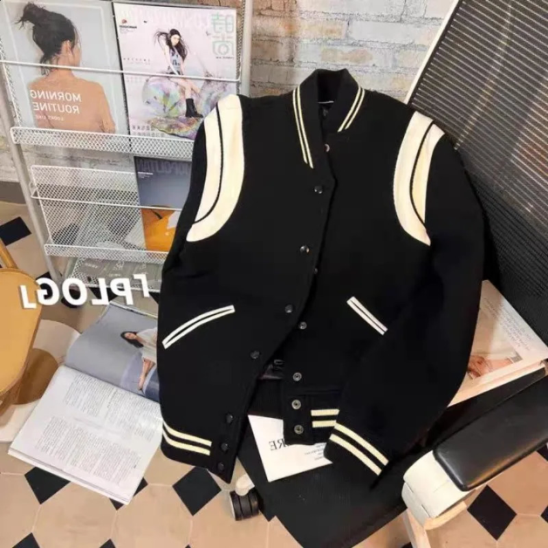 Deep City Korean Fashion Bomber Jacket Womens Retro Street Clothing Super Large Zipper Black Jacket Casual Fashion Autumn Coat 240902