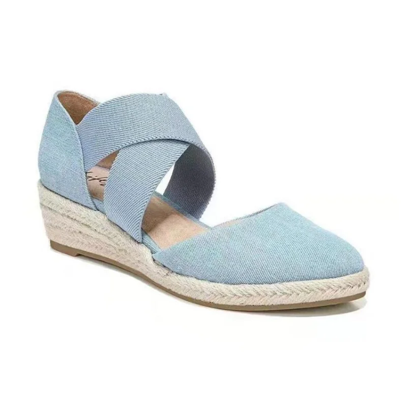 Women's Summer Sandals: Solid Color Casual Cross Belt Wedges for Beach, Outdoor