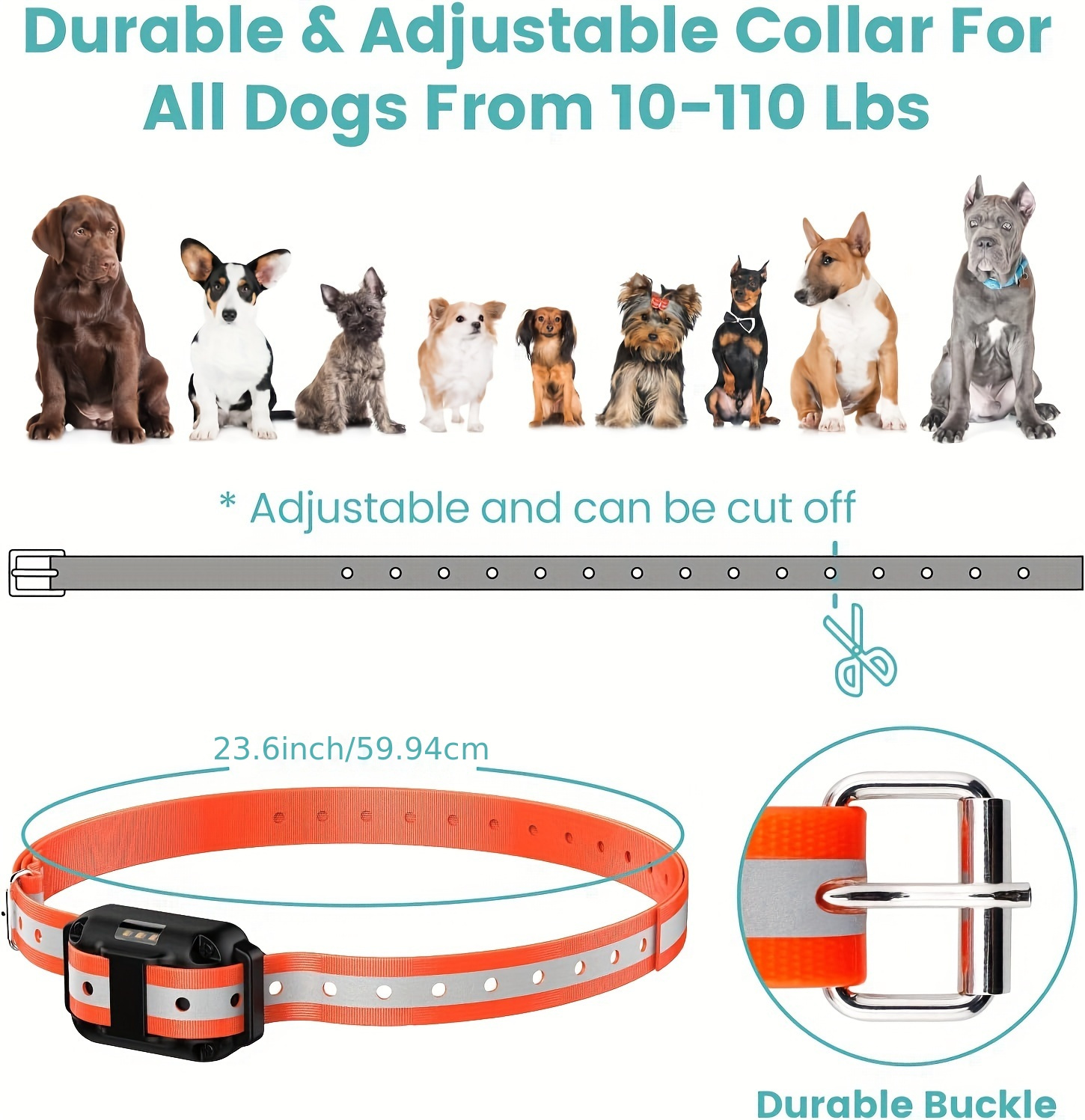 Smart Shock Collar for Dogs - IP67 Waterproof Rechargeable Dog Electric Training Collar with Remote for Small Medium Large Dogs