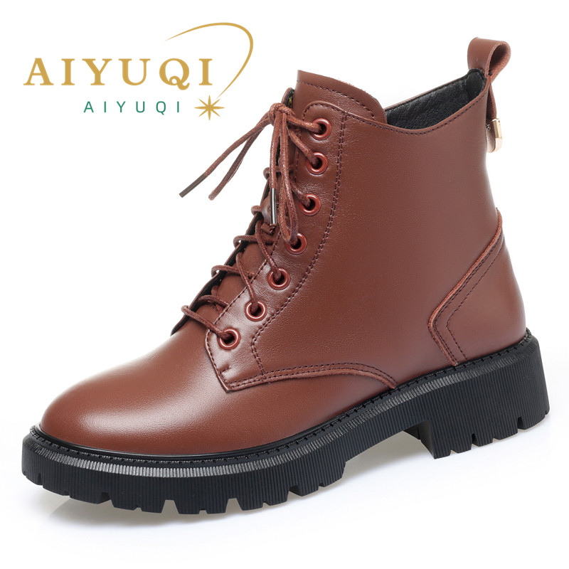 Winter AIYUQI Large Size 2024 New Genuine Leather Non-slip Snow Boots Natural Wool Warm Women's Ankle Boot 0ab7