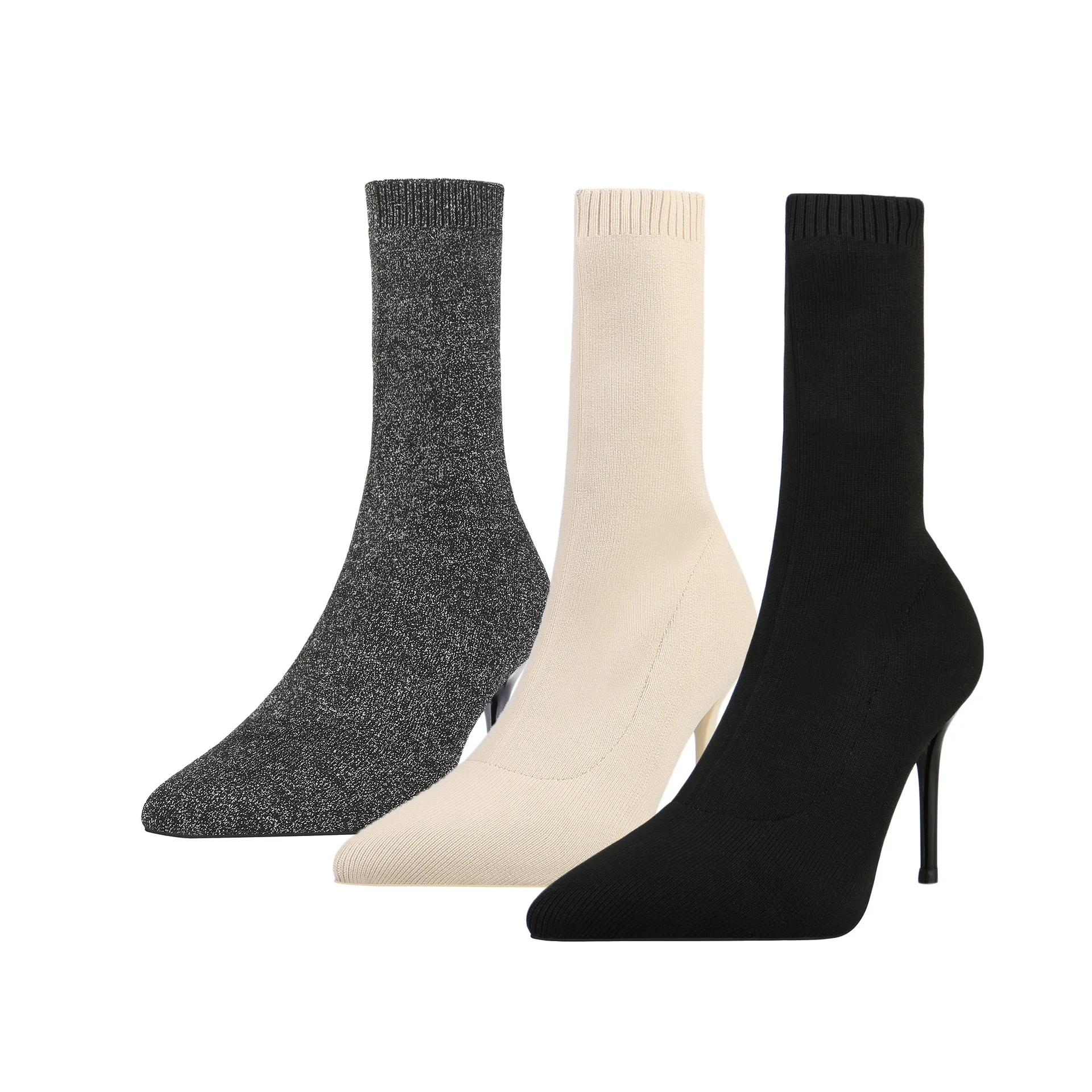 Sexy Sock Boots Knitting Stretch Boots High Heels for Women Fashion Shoes 2024 Spring Autumn Ankle Boots Female