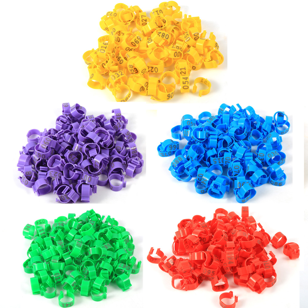 100pcs 5 Colors Chicken Duck Leg Rings Goose Animal Identification Tool 16mm Foot Blank Label Buckles Band Clip-On Rings
