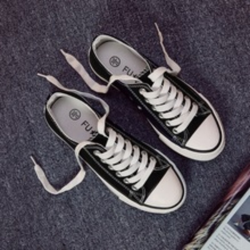 Shoes For Women Low-Top Vulcanized Canvas Platform Sneakers Black Flats Tennis Female Classic Student Small Couples Skateboard Dcc