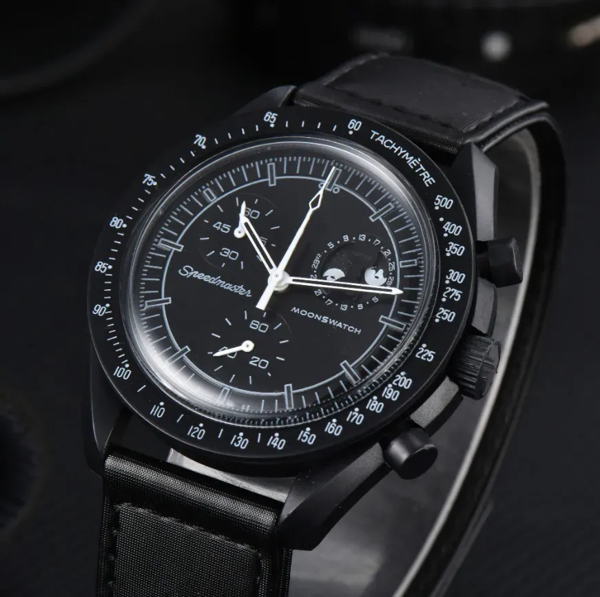 NEW Bioceramic Planet Moon Quarz Watch Mission To Mercury 42mm Full Function Chronograph Luxury Mens couple joint name Wristwatches Moonshine Gold Moon watch