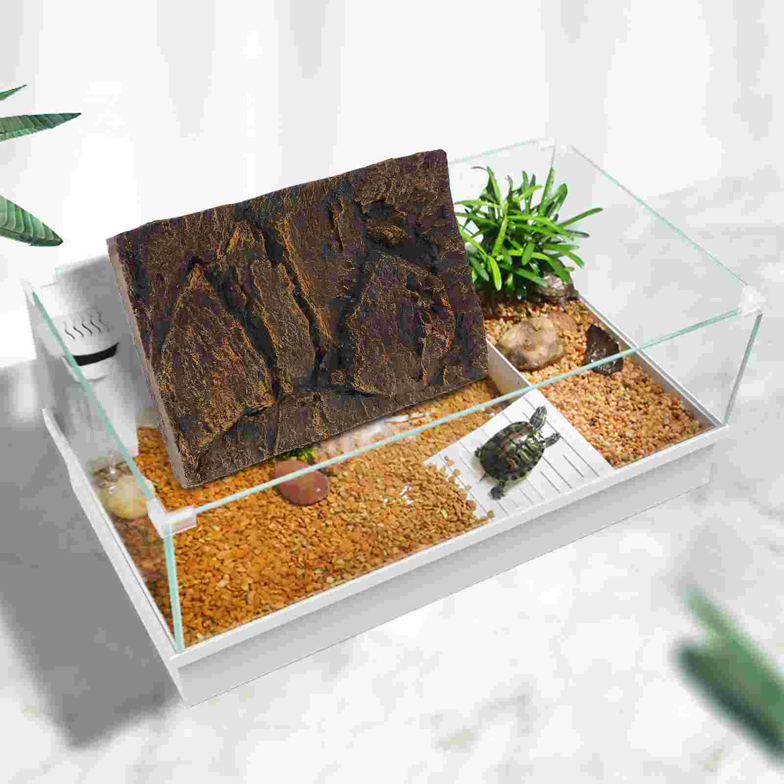 Turtle Aquarium Background Reptile Box Decorative Panel Tank Backdrop Stone 3D Board Bearded Dragon Accessories The Animal
