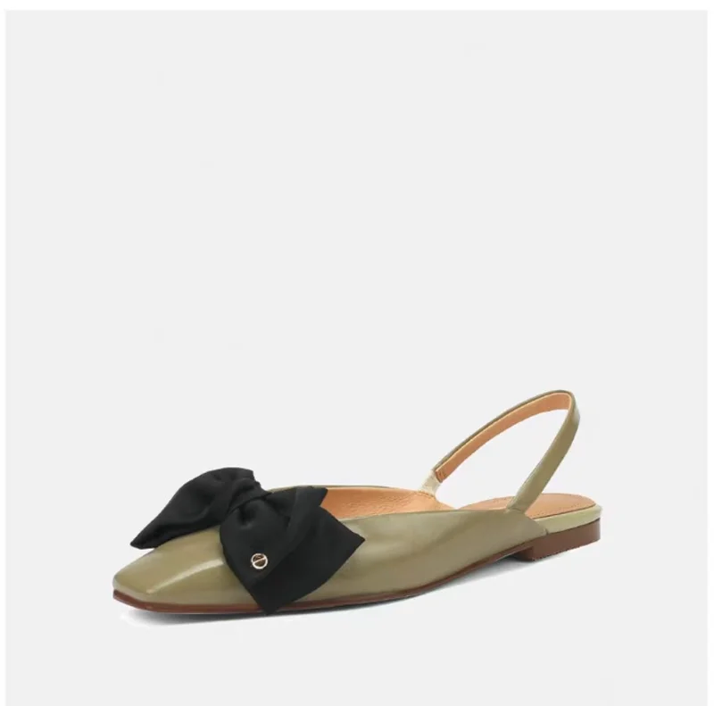 Summer Selg Women's Roman Fashion Bow Round Toe Flat Mules Ladies Trend Designer Sexy Banquet Sgback Sandals 2024