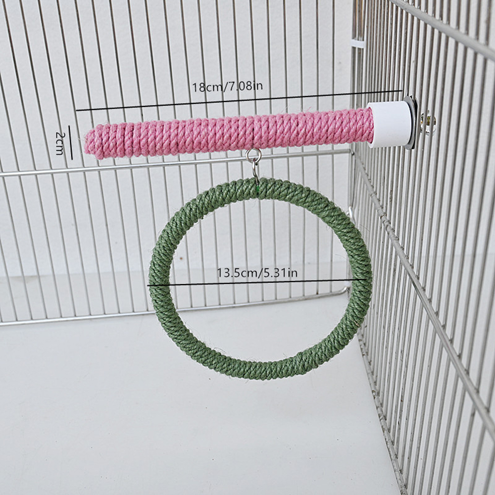 Linen Rope Pet Bird Parrot Stand Toy Chewing Bite Toy Parrot Perch Hanging Cage Swing Rope Ring Stand Climb Toy Bird Supplies