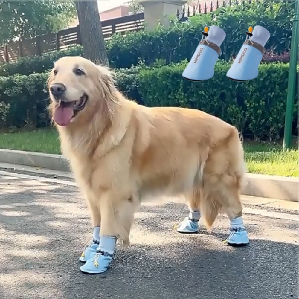 4pcs/set Soft Large Dog Foot Cover Breathable Adjustable Dog Shoes Socks Non-slip Wear Resistant Dog Footwear For Four Seasons