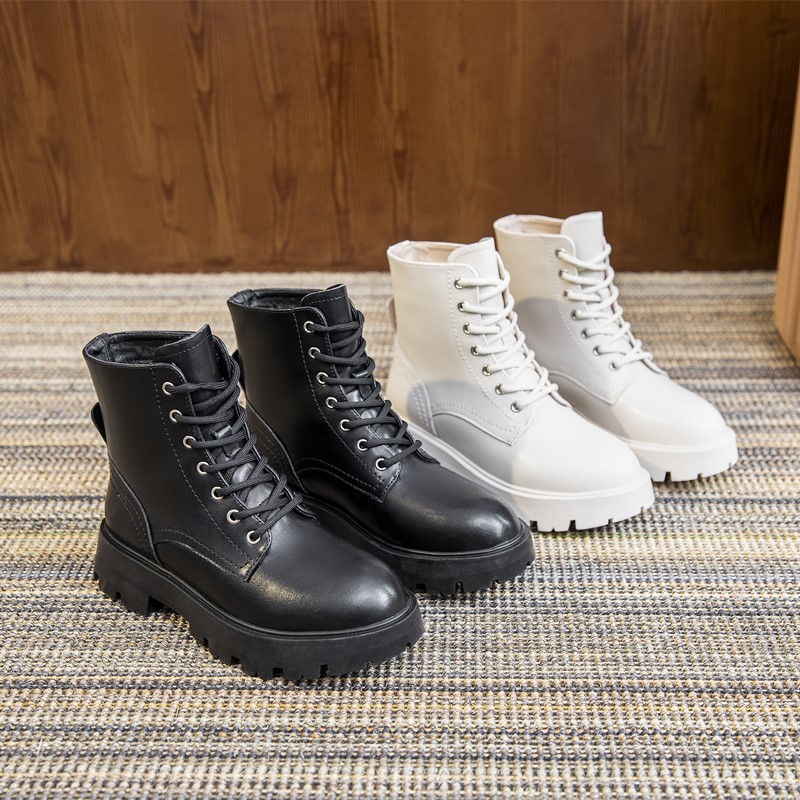 Ankle AIYUQI Genuine Leather Winter Lace-up Motorcycle Boots Ladies British Style Women's Booties 313c