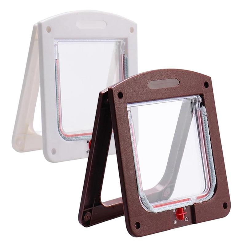 Pet Door 4 Way Locking Large Dog Cat Door Flap Install in Interior and Exterior Doors Weatherproof Pet Door for Wooden PVC Door