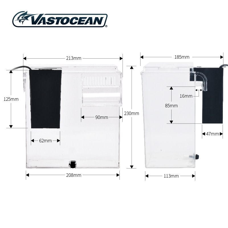 VASTOCEAN Fish Tank External Feeding Box Marine Tank Extension Tank Mangrove Tank ATS Algae Box Full USB Power Supply