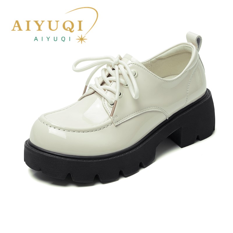 2025 NEW Loafers AIYUQI Genuine Leather Spring New Women British Style Platform Lace up Round Toe Women s Shoes f s
