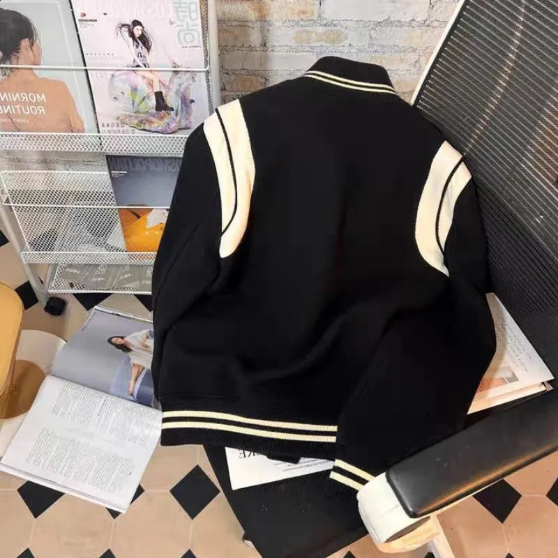 Deep City Korean Fashion Bomber Jacket Womens Retro Street Clothing Super Large Zipper Black Jacket Casual Fashion Autumn Coat 240902