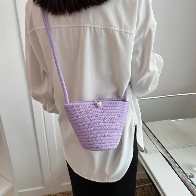 Summer Small Straw Shoulder Bags For Women Handmade Braided Crossbody Bag Fashion Beach Daily Messenger Phone Handbag 240905