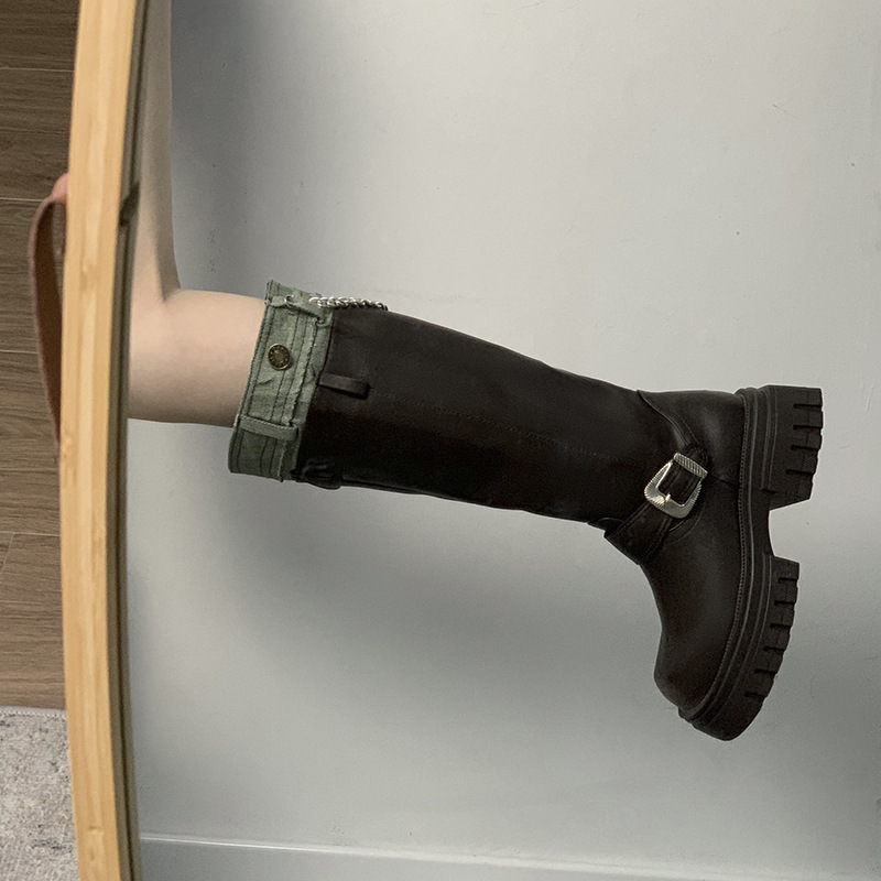 Women Winter Platform Long Boot Fashion Back Zippers Ladies Knee-High Boots Shoes Female Elegant Thick Bottom Footwear 308e s