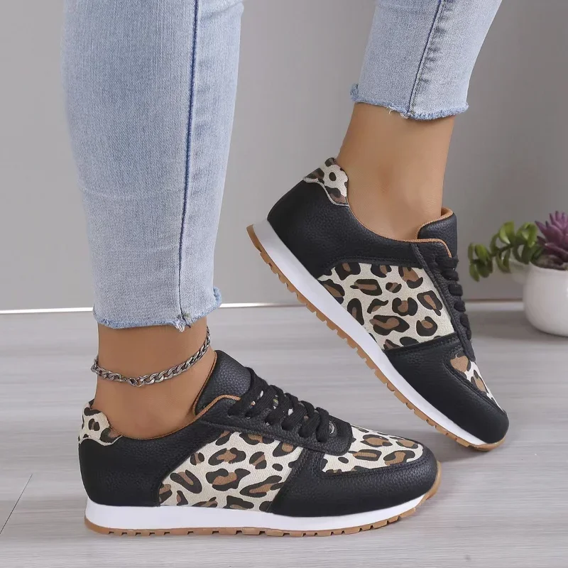 Women Platform Sneakers Leopard Thick Bottom Vulcanized Woman New Casual Flats Walking Shoes Plus Size 43 1eb7