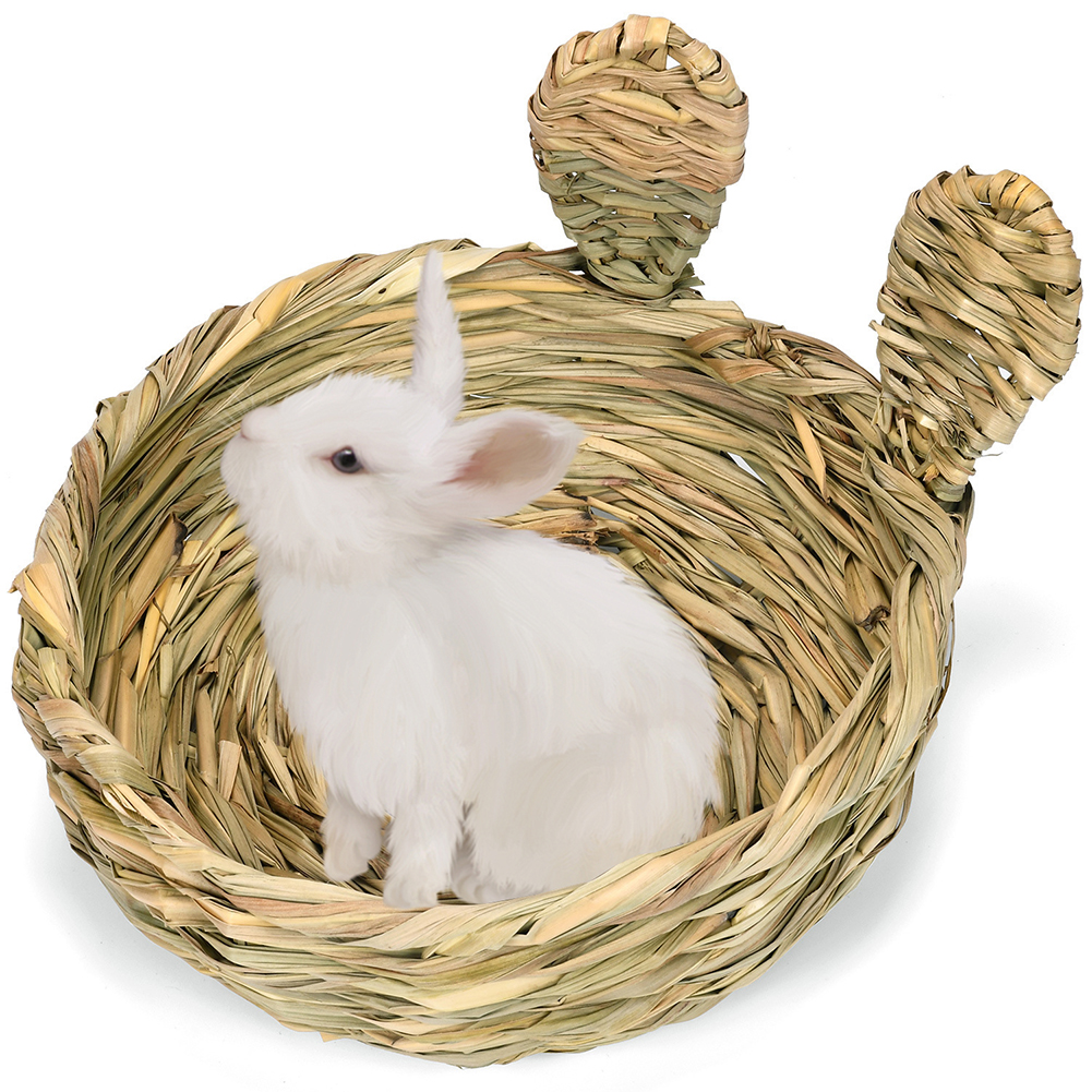 Rabbit Grass Mat Bed Natural Straw Woven Grass Mats Bedding Hand Crafted Grass House for Rabbits, Guinea-Pigs Chinchilla Ferret