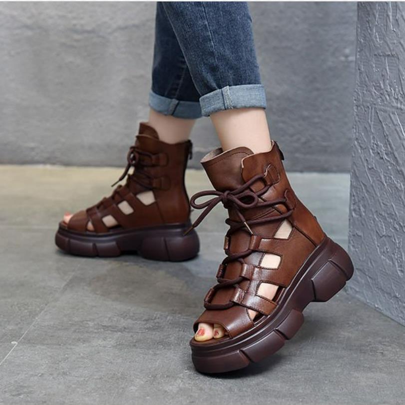 Summer New Hollowed-out Breathable Thin Roman Women High-heeled Sandals Wedge Platform New Gladiator Shoes c561