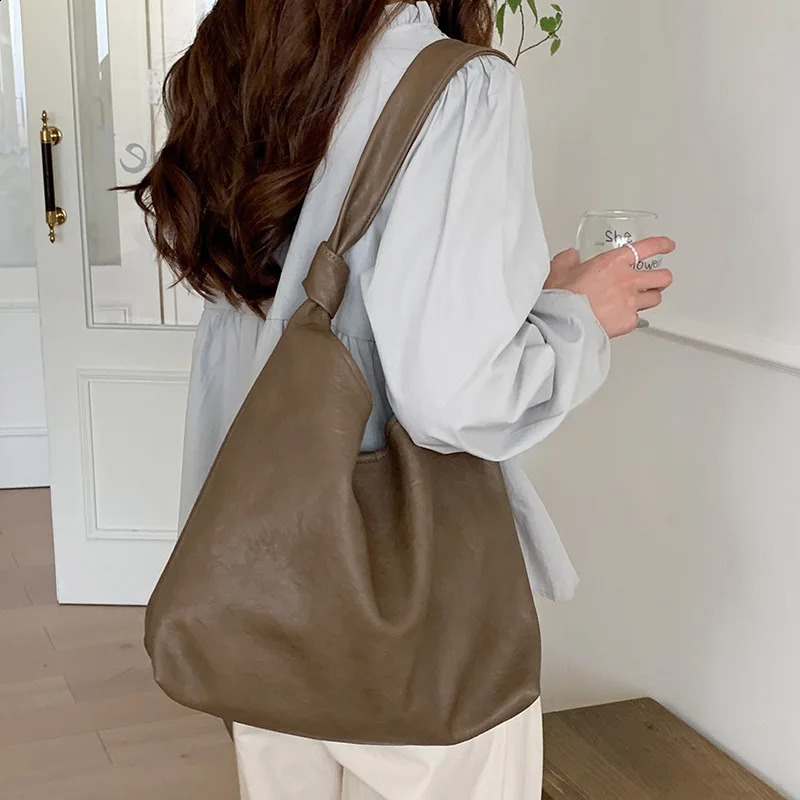 Shoulder Bags for Women Large Hobo Shopper Bag Solid Color Quality Soft Leather Crossbody Handbag Lady Travel Tote Bag 240902